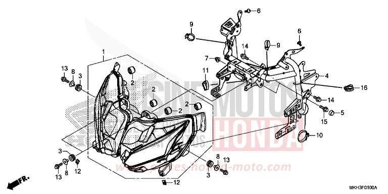 HEADLIGHT for X-ADV 750 MAT BULLET SILVER (NH389) from 2017